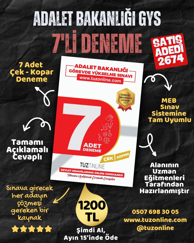 Adalet Bakanlığı GYS 7'li Deneme (Çek-Kopar)